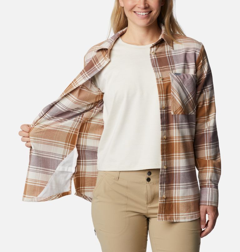 Thumbnail: Women's Calico Basin Flannel Long Sleeve Shirt, Color: Dusty Pink Dimensional Buffalo, image 5
