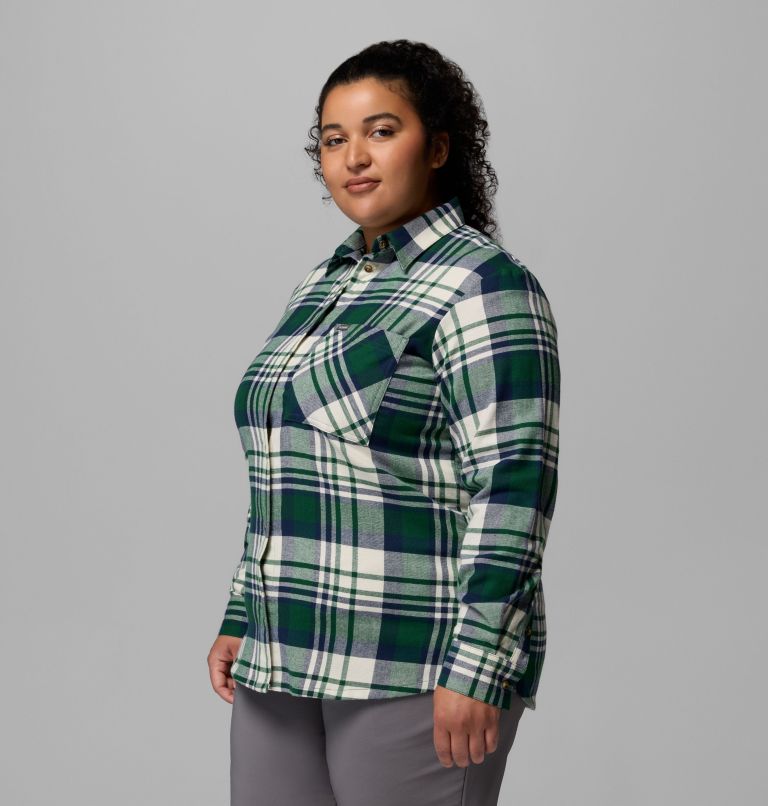 Women's Calico Basin Flannel Long Sleeve Shirt - Plus Size, Color: Rain Forest Multiplaid, image 4