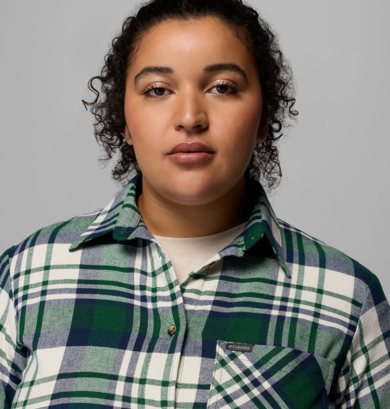 Women's Calico Basin Flannel Long Sleeve Shirt - Plus Size, Color: Rain Forest Multiplaid, image 6