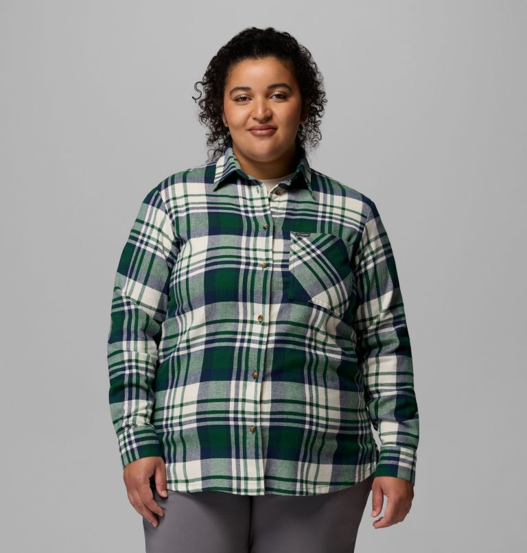 Women's Calico Basin Flannel Long Sleeve Shirt - Plus Size, Color: Rain Forest Multiplaid, image 1