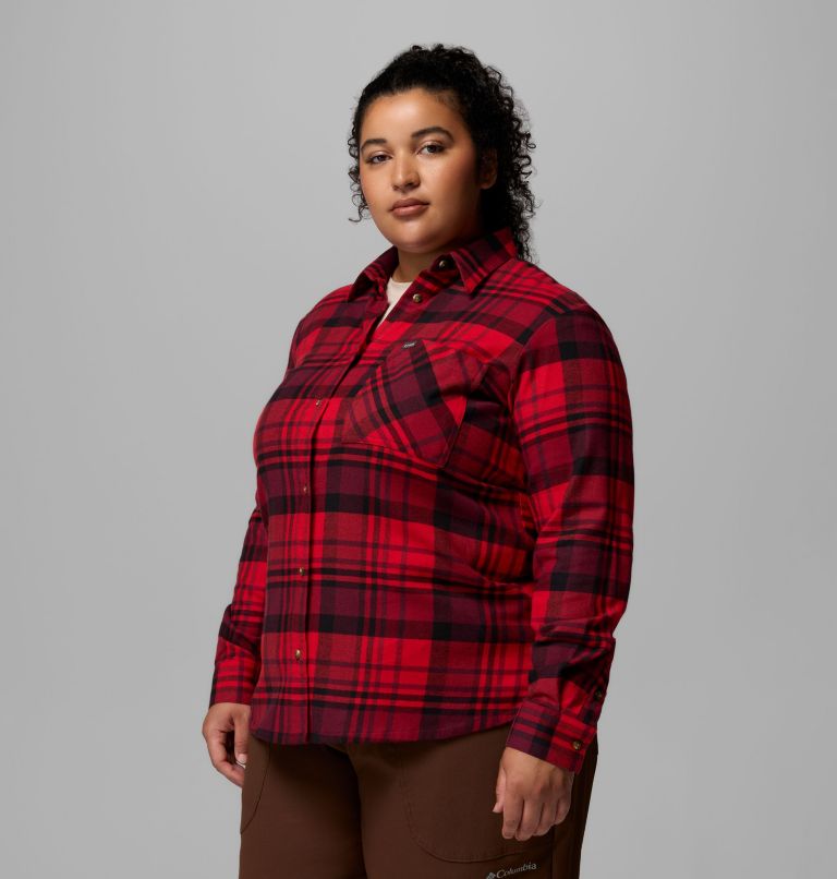 Women's Calico Basin Flannel Long Sleeve Shirt - Plus Size, Color: Mountain Red Multiplaid, image 4