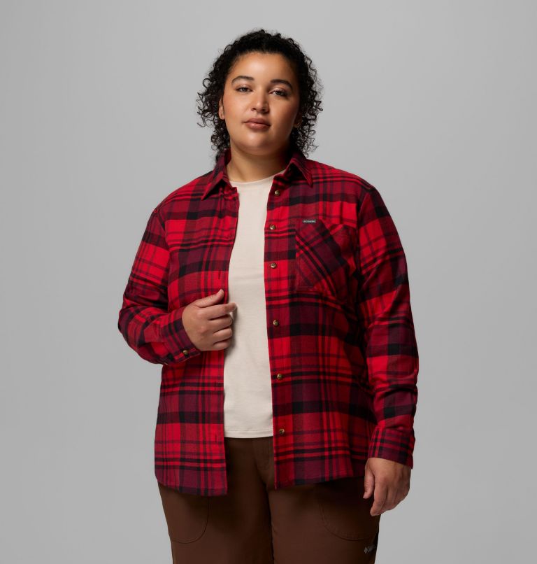 Women's Calico Basin Flannel Long Sleeve Shirt - Plus Size, Color: Mountain Red Multiplaid, image 5