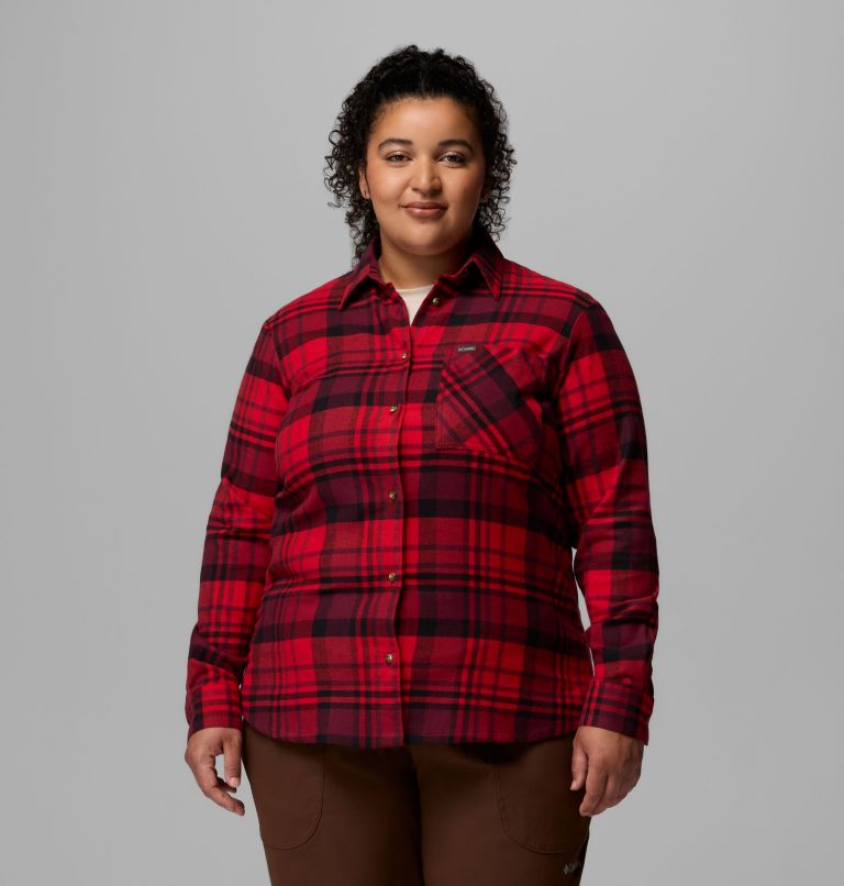 Women's Calico Basin Flannel Long Sleeve Shirt - Plus Size, Color: Mountain Red Multiplaid, image 1