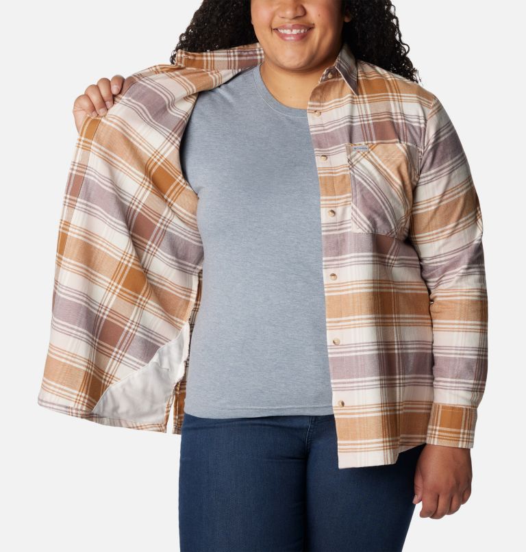 Women's Calico Basin Flannel Long Sleeve Shirt - Plus Size, Color: Dusty Pink Dimensional Buffalo, image 5