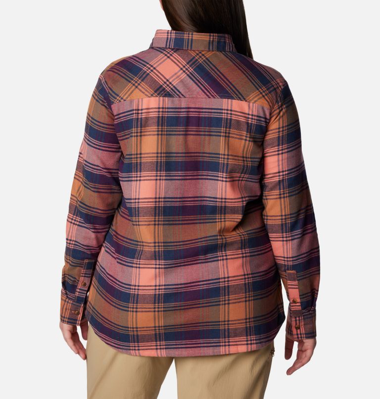 Women's Calico Basin Flannel Long Sleeve Shirt - Plus Size, Color: Faded Peach Dimensional Buffalo, image 2