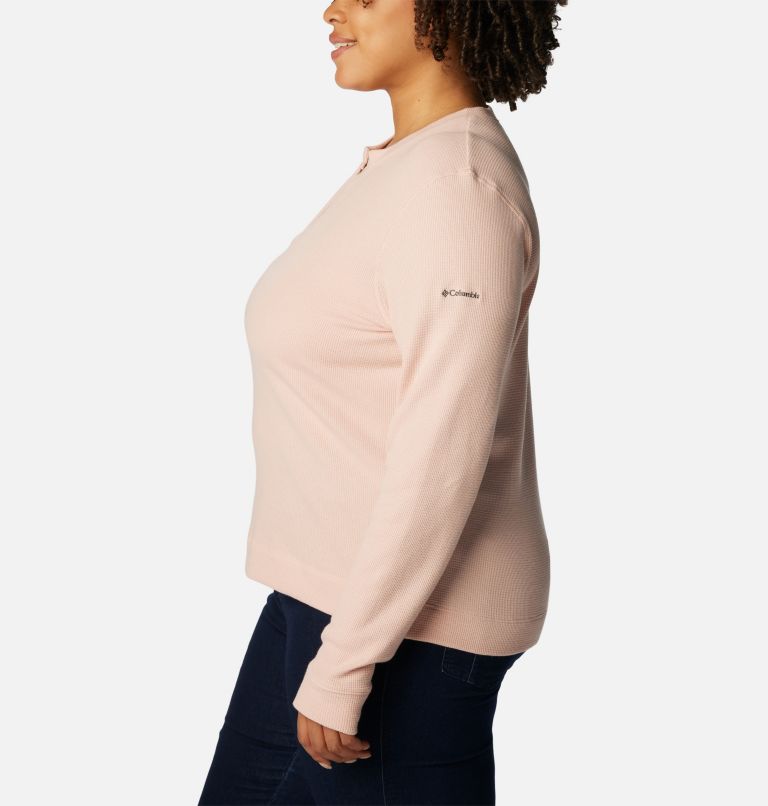 Women's Holly Hideaway Waffle Long Sleeve Shirt - Plus Size, Color: Dusty Pink, image 3