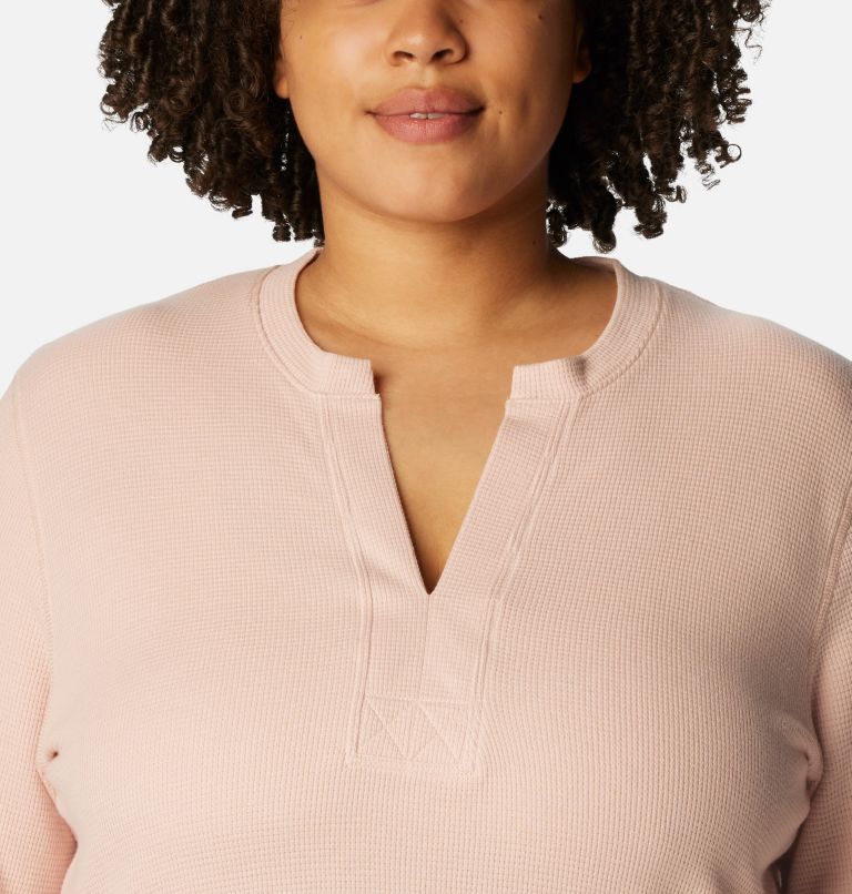 Women's Holly Hideaway Waffle Long Sleeve Shirt - Plus Size, Color: Dusty Pink, image 4
