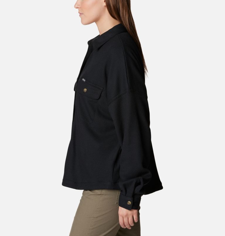 Women's Holly Hideaway Waffle Shirt Jacket, Color: Black, image 4