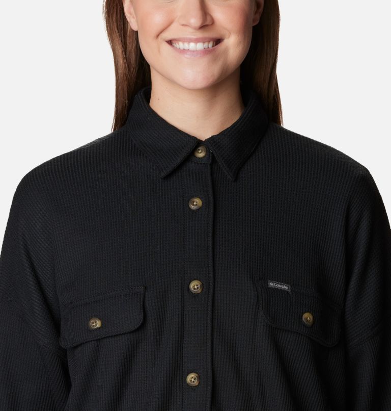 Women's Holly Hideaway Waffle Shirt Jacket, Color: Black, image 5