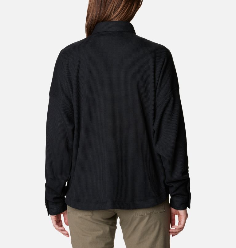 Women's Holly Hideaway Waffle Shirt Jacket, Color: Black, image 2