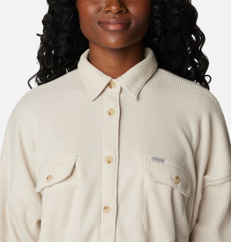 Thumbnail: Women's Holly Hideaway Waffle Shirt Jacket, Color: Dark Stone, image 5