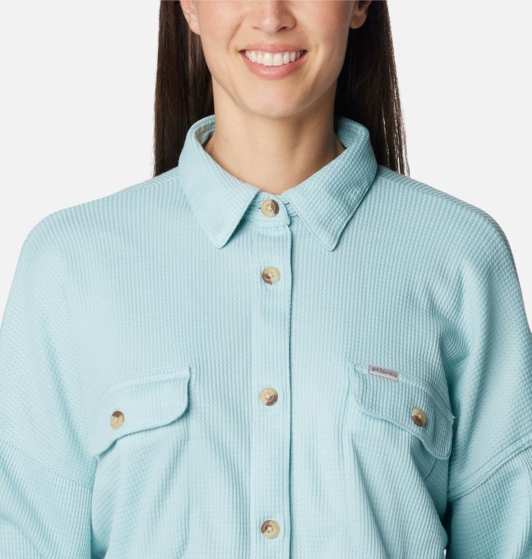 Women's Holly Hideaway Waffle Shirt Jacket, Color: Aqua Haze, image 5