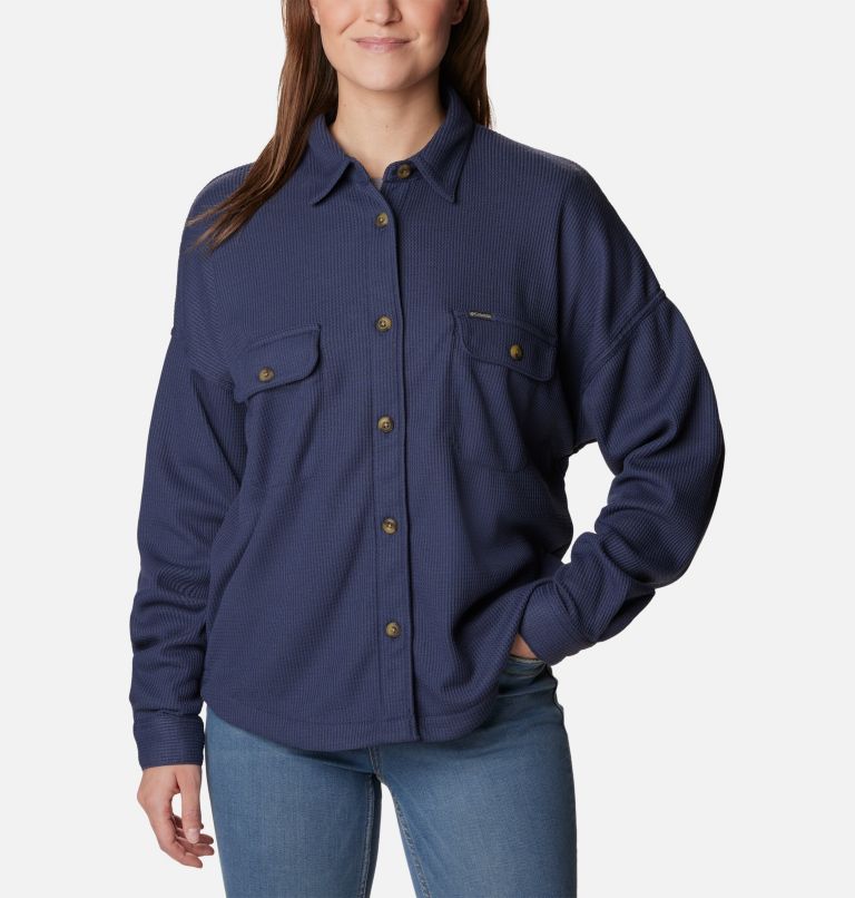 Women's Holly Hideaway Waffle Shirt Jacket, Color: Nocturnal, image 3