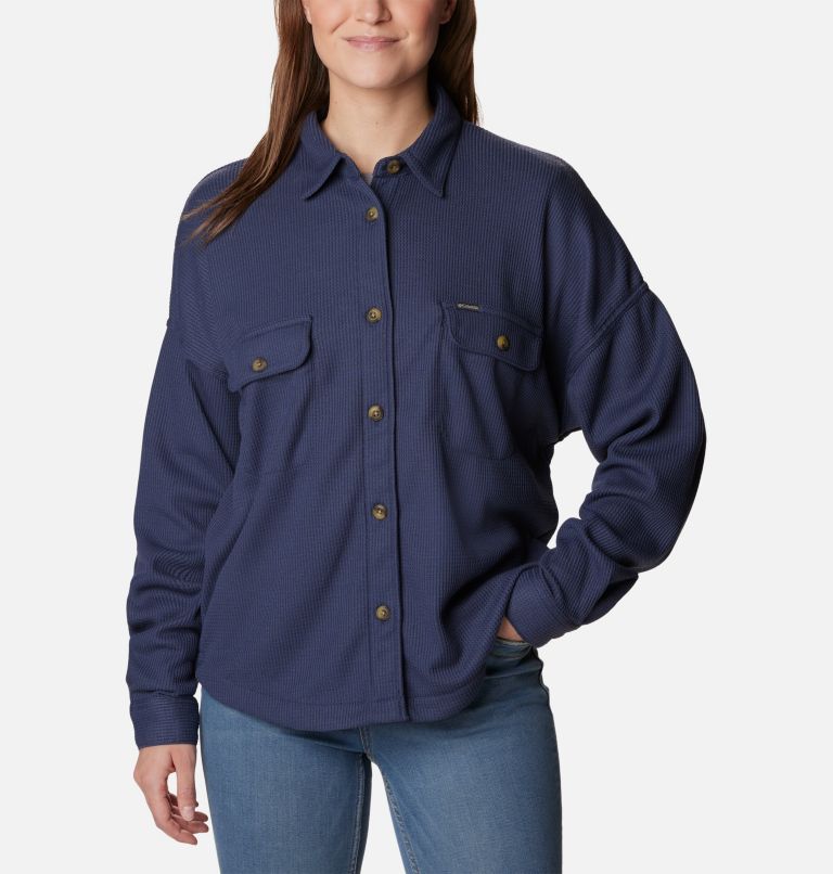 Thumbnail: Women's Holly Hideaway Waffle Shirt Jacket, Color: Nocturnal, image 3