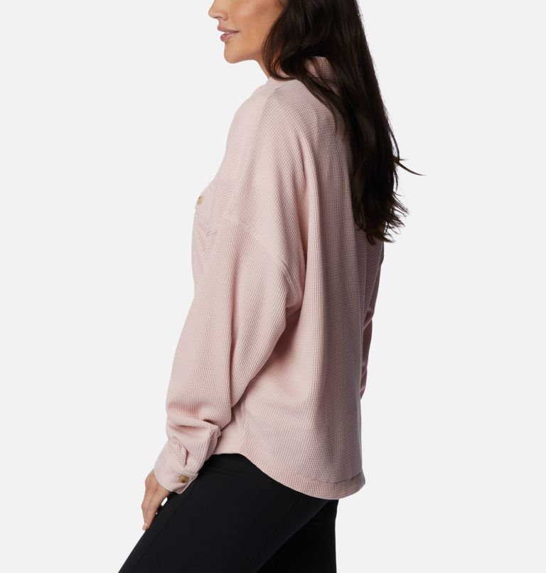 Women's Holly Hideaway Waffle Shirt Jacket, Color: Dusty Pink, image 4