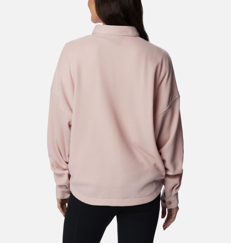 Thumbnail: Women's Holly Hideaway Waffle Shirt Jacket, Color: Dusty Pink, image 2