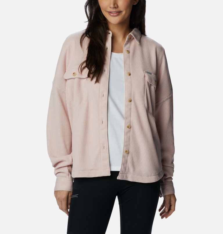 Women's Holly Hideaway Waffle Shirt Jacket, Color: Dusty Pink, image 1