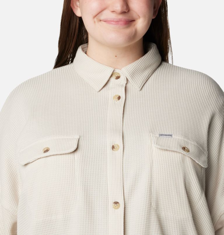 Thumbnail: Women's Holly Hideaway Waffle Shirt Jacket - Plus Size, Color: Dark Stone, image 5
