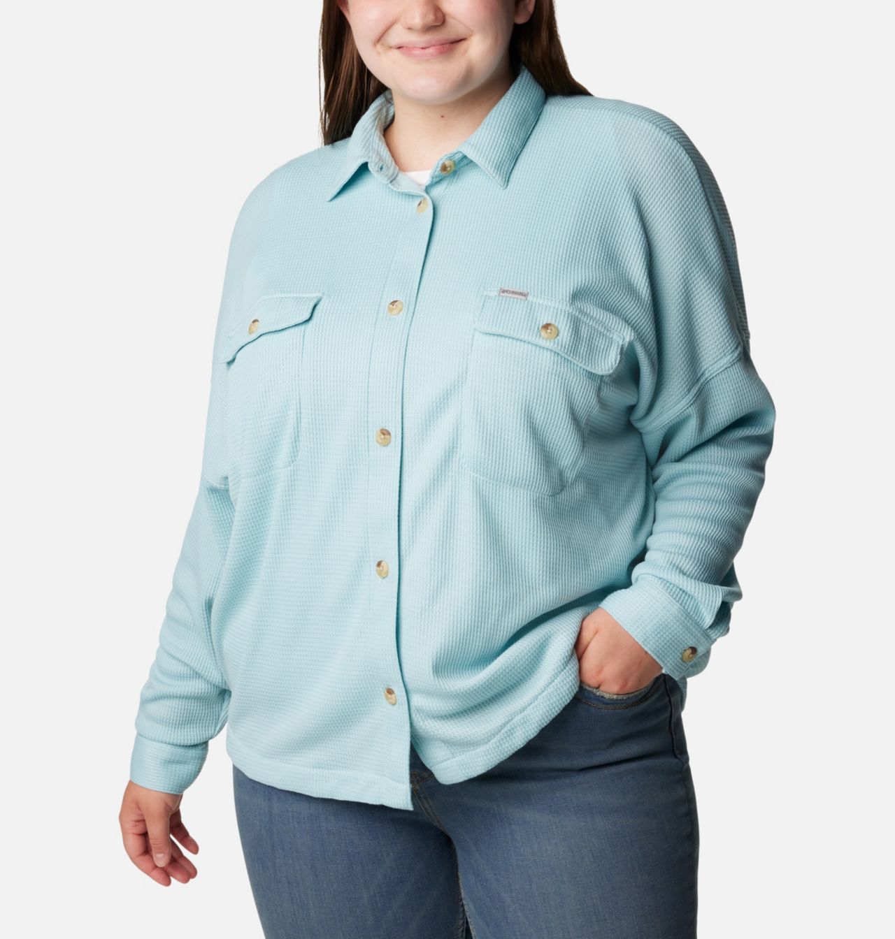Women's Holly Hideaway™ Waffle Shirt Jacket - Plus Size 3