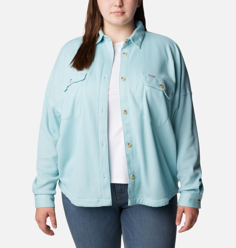 TERRA & SKY Women's Plus Size Button Down Waffle Knit Shacket Size