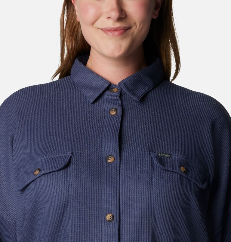 Women's Holly Hideaway Waffle Shirt Jacket - Plus Size, Color: Nocturnal, image 5