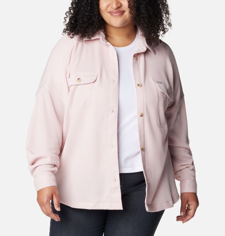 Women's Holly Hideaway Waffle Shirt Jacket - Plus Size, Color: Dusty Pink, image 1