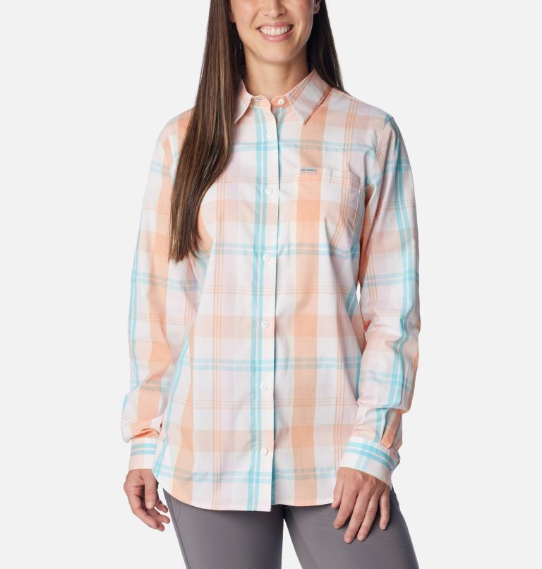 Chemise à manches longues avec motif Anytime pour femmes, Color: White Multi, image 1