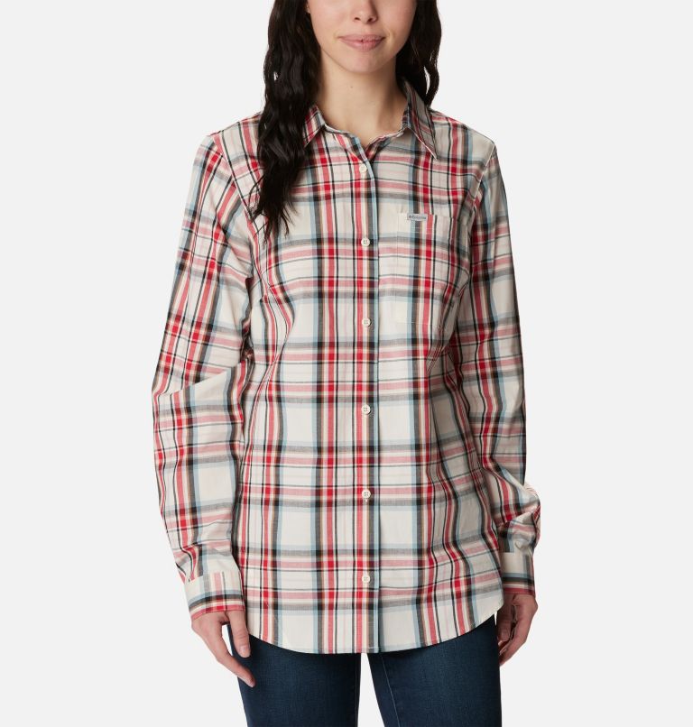 Thumbnail: Women's Anytime Patterned Long Sleeve Shirt, Color: Sea Salt CSC Tartan, image 1