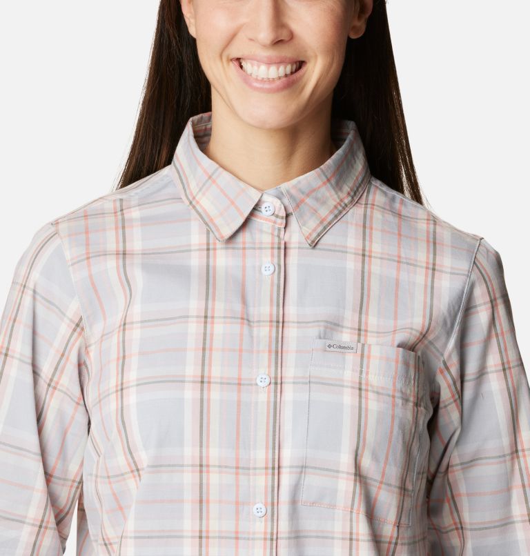 Thumbnail: Women's Anytime Patterned Long Sleeve Shirt, Color: Dusty Pink CSC Tartan, image 4