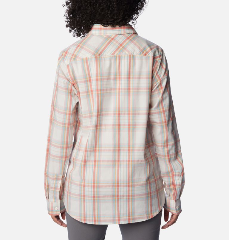 Thumbnail: Women's Anytime Patterned Long Sleeve Shirt, Color: Sunset Peach CSC Tartan, image 2