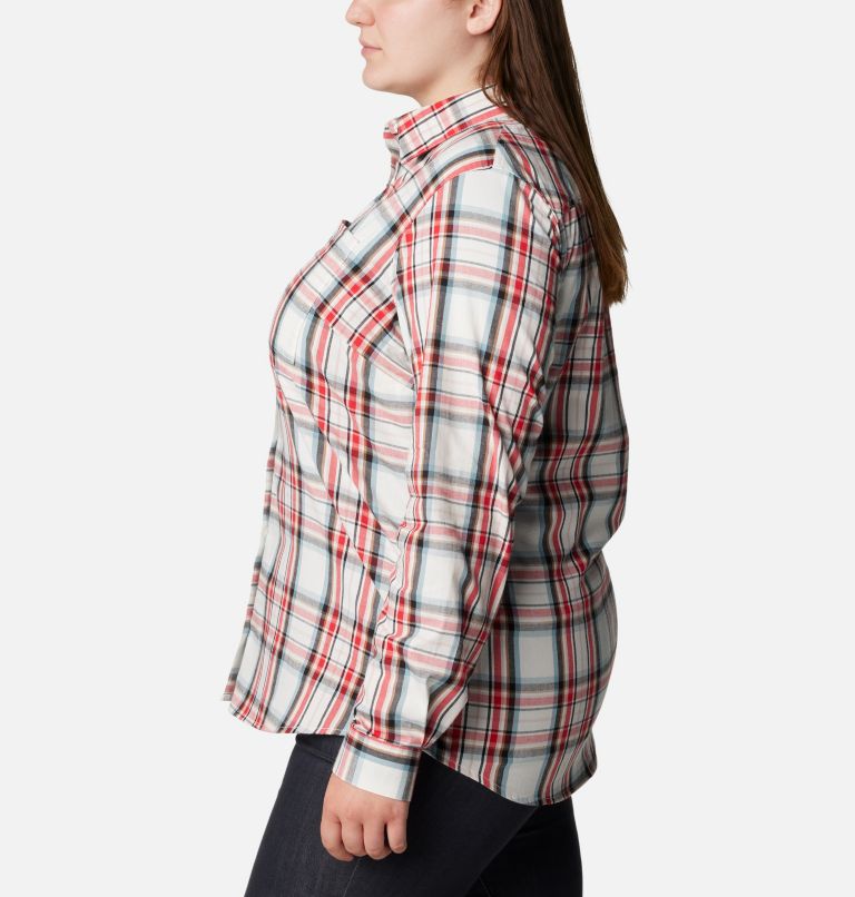 Women's Anytime Patterned Long Sleeve Shirt - Plus Size, Color: Sea Salt CSC Tartan, image 3