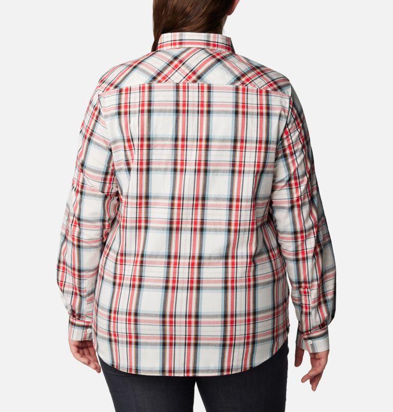 Women's Anytime Patterned Long Sleeve Shirt - Plus Size, Color: Sea Salt CSC Tartan, image 2