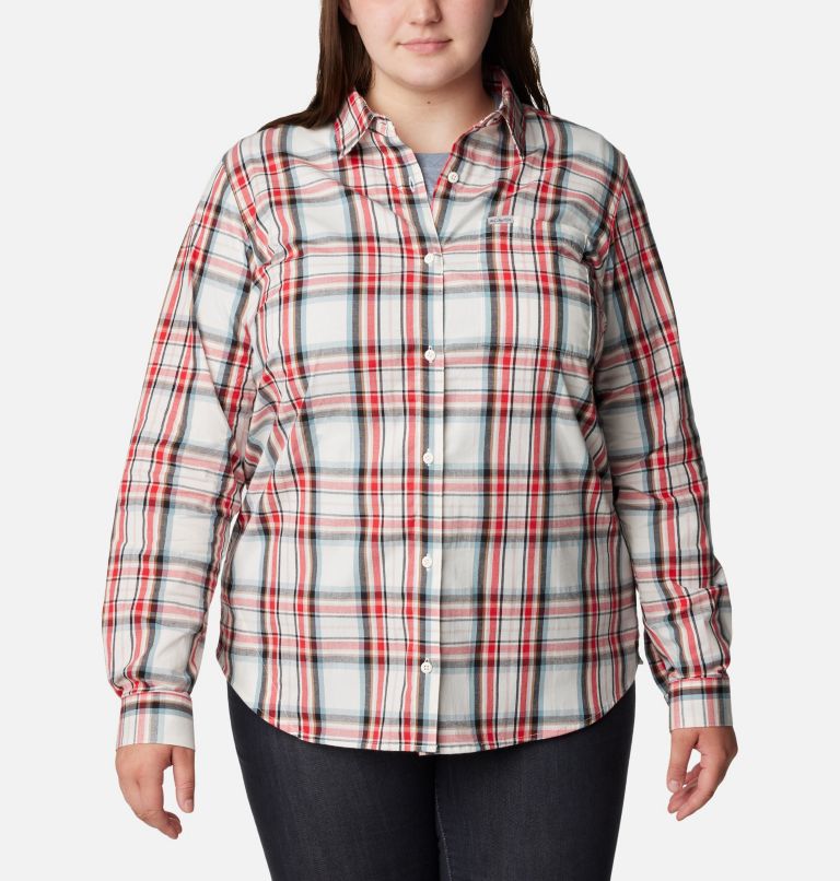 Chemise à manches longues avec motif Anytime pour femmes – Grandes tailles, Color: Sea Salt CSC Tartan, image 1