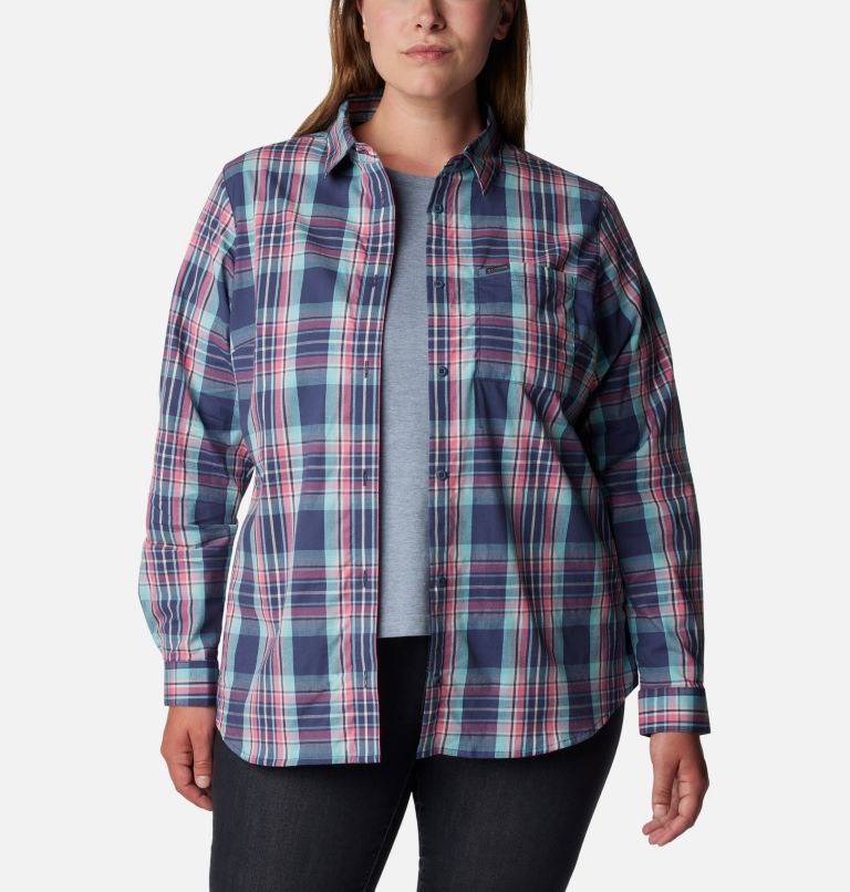 Women's Anytime Patterned Long Sleeve Shirt - Plus Size, Color: Nocturnal CSC Tartan, image 5