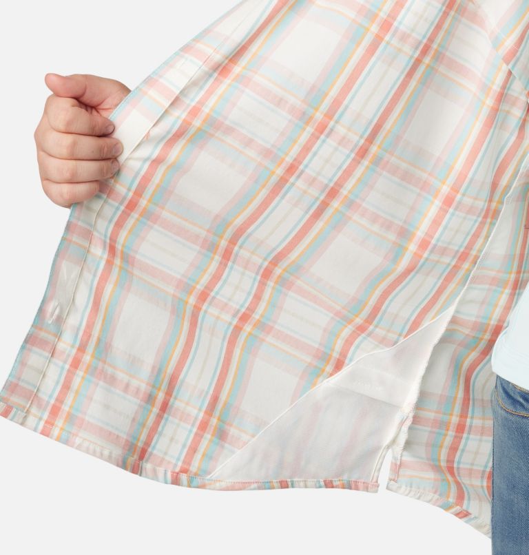 Thumbnail: Women's Anytime Patterned Long Sleeve Shirt - Plus Size, Color: Sunset Peach CSC Tartan, image 5