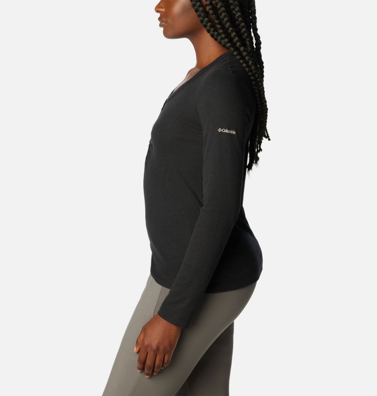 Women's Calico Basin Ribbed Long Sleeve Shirt, Color: Black, image 3