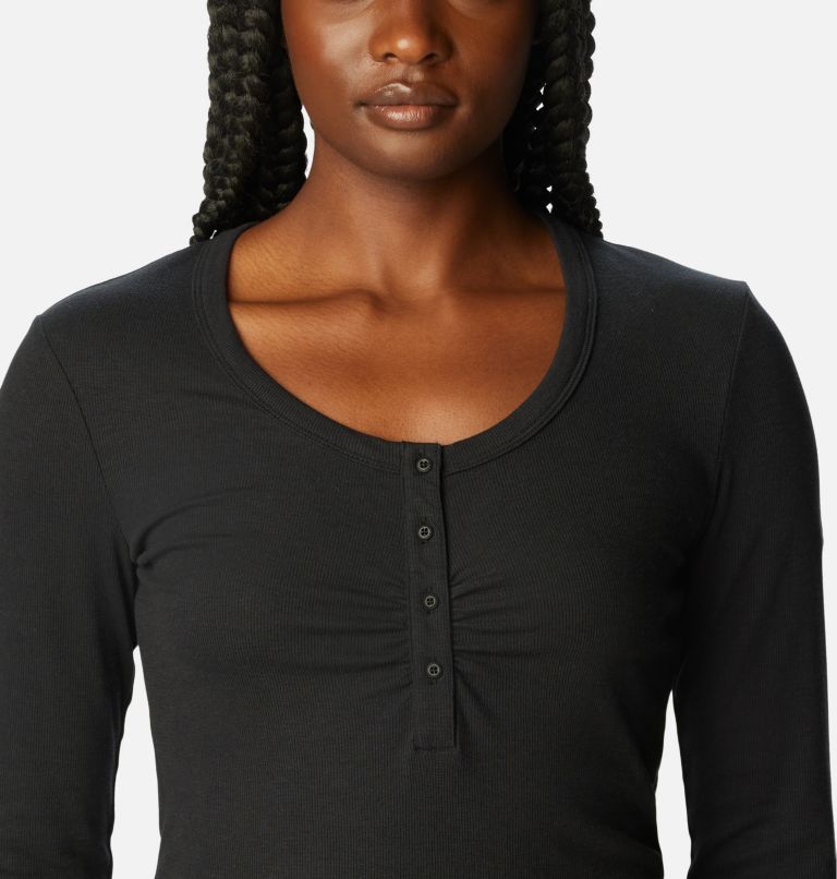 Women's Calico Basin Ribbed Long Sleeve Shirt, Color: Black, image 4