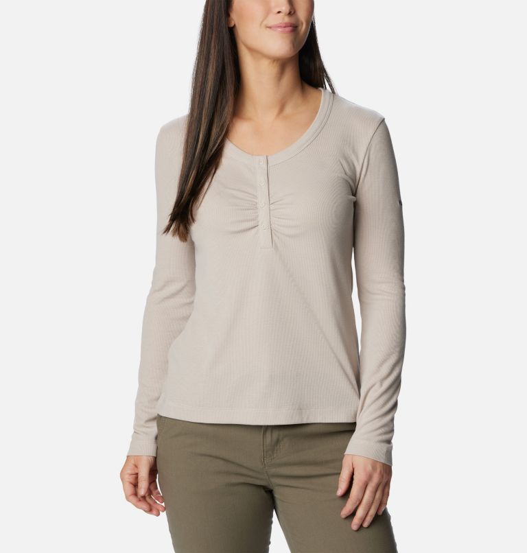 Pure White Long Sleeve Rib Top - Women's Tops