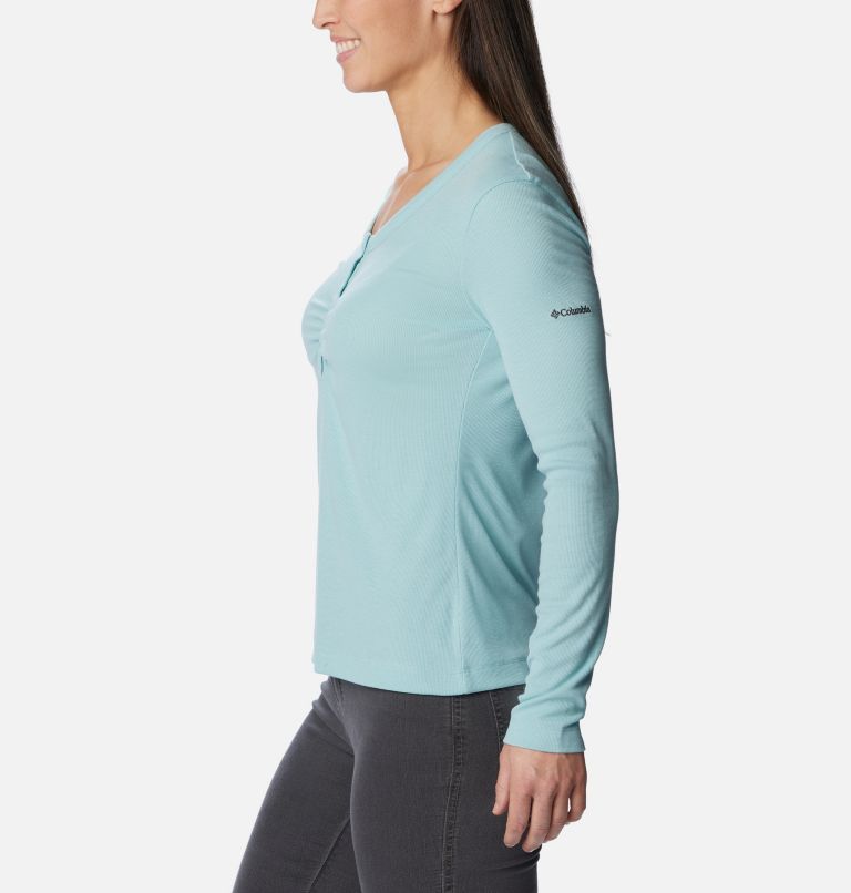 Women's Calico Basin Ribbed Long Sleeve Shirt, Color: Aqua Haze, image 3