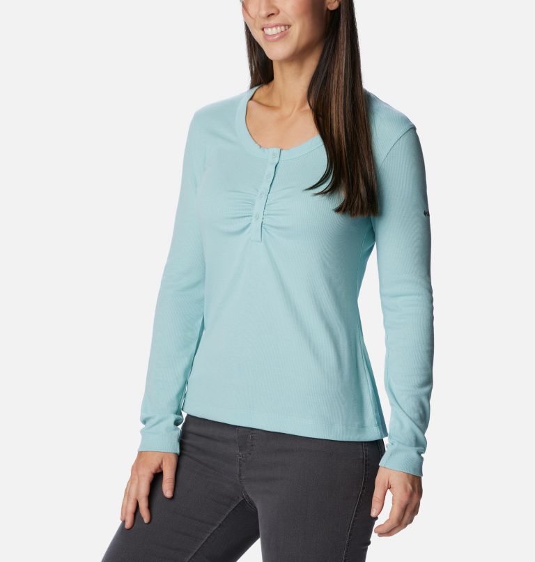 Thumbnail: Chemise côtelée à manches longues Calico Basin pour femmes, Color: Aqua Haze, image 5