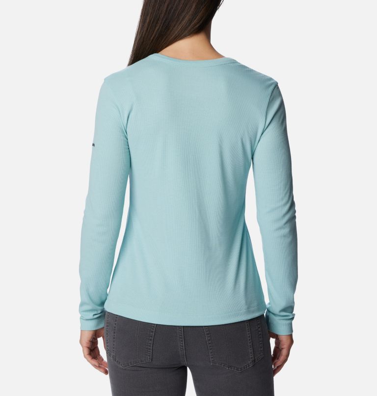 Women's Calico Basin Ribbed Long Sleeve Shirt, Color: Aqua Haze, image 2