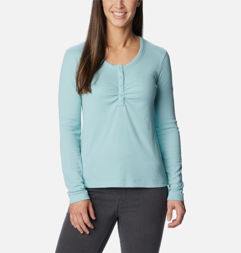 Calico Basin Ribbed Long Sleeve Shirt | 321 | M, Color: Aqua Haze, image 1