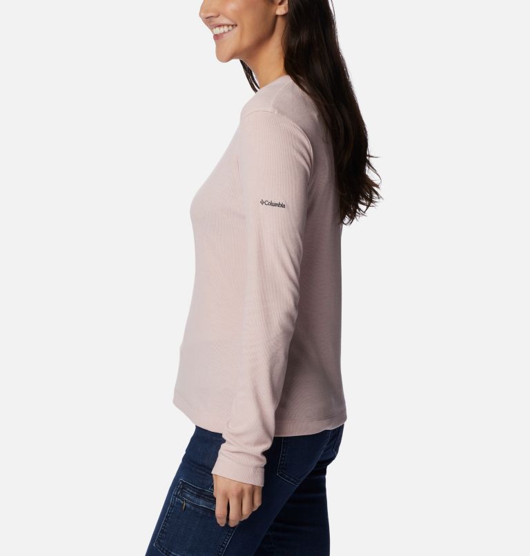 Women's Calico Basin Ribbed Long Sleeve Shirt, Color: Dusty Pink, image 3