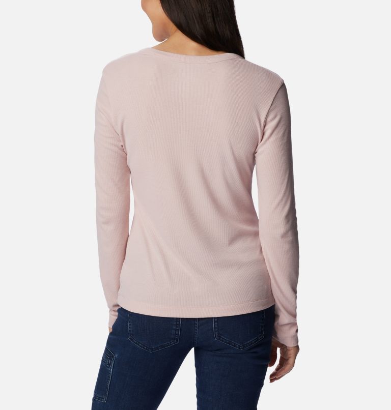 Women's Calico Basin Ribbed Long Sleeve Shirt, Color: Dusty Pink, image 2