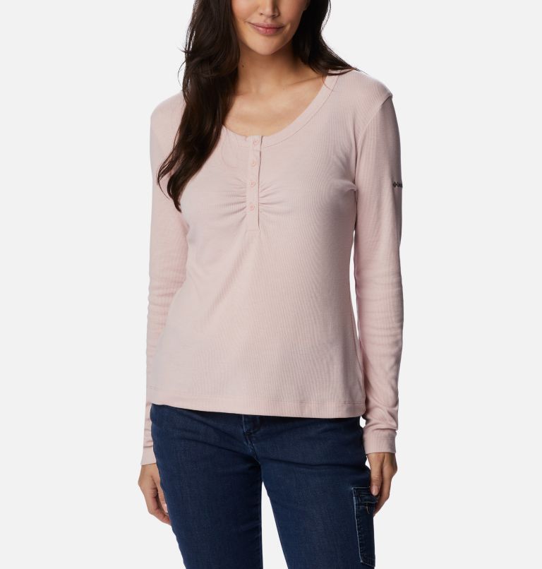 Women's Calico Basin Ribbed Long Sleeve Shirt, Color: Dusty Pink, image 1
