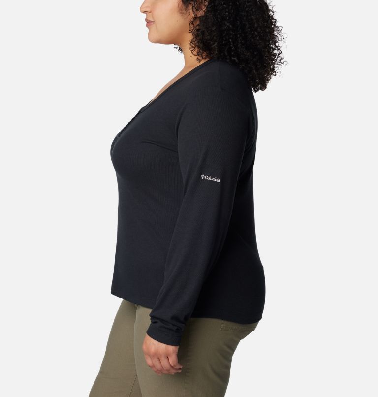 Thumbnail: Women's Calico Basin Ribbed Long Sleeve Shirt - Plus Size, Color: Black, image 3