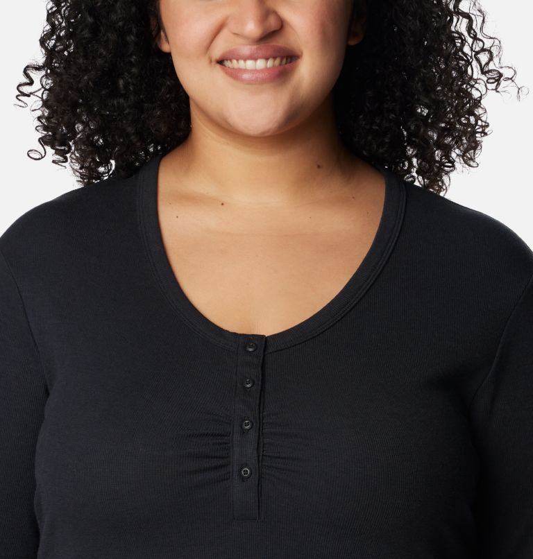 Thumbnail: Women's Calico Basin Ribbed Long Sleeve Shirt - Plus Size, Color: Black, image 4