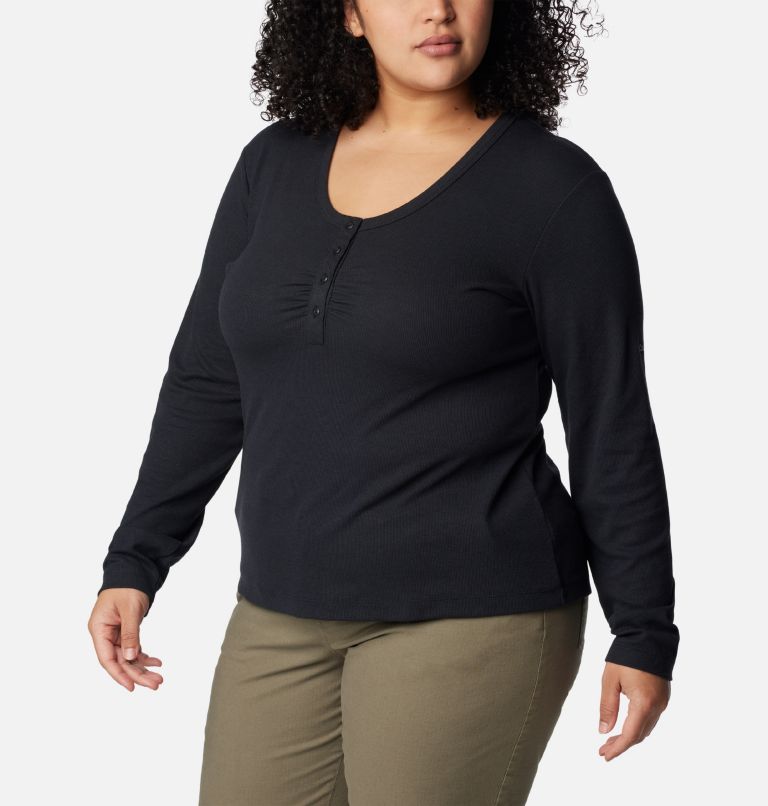 Women's Calico Basin Ribbed Long Sleeve Shirt - Plus Size, Color: Black, image 5
