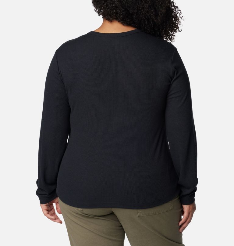Thumbnail: Women's Calico Basin Ribbed Long Sleeve Shirt - Plus Size, Color: Black, image 2