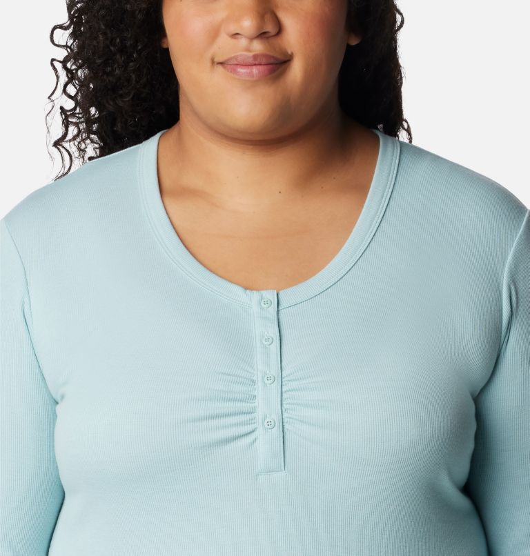 Women's Calico Basin Ribbed Long Sleeve Shirt - Plus Size, Color: Aqua Haze, image 4